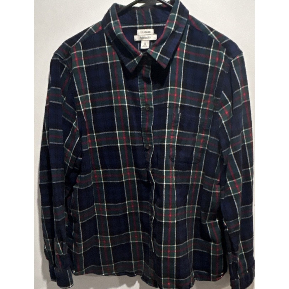 VTG L.L. Bean Relaxed Fit Plaid Flannel Button-Up Long Sleeve Multicolor XL